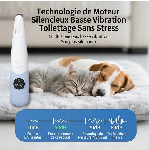 Tondeuse silencieuse pour chat sans fil LED rechargeable