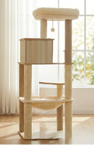 Arbre à chat bois 143cm beige