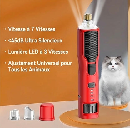 Electric Cat Nail Clipper with 7 Speeds - USB Rechargeable LED Professional