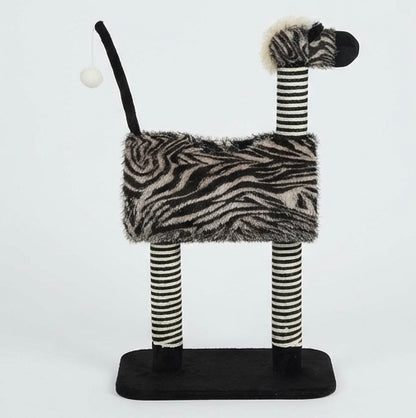 Arbre à chat design zèbre avec tunnel 93cm - Noir et blanc