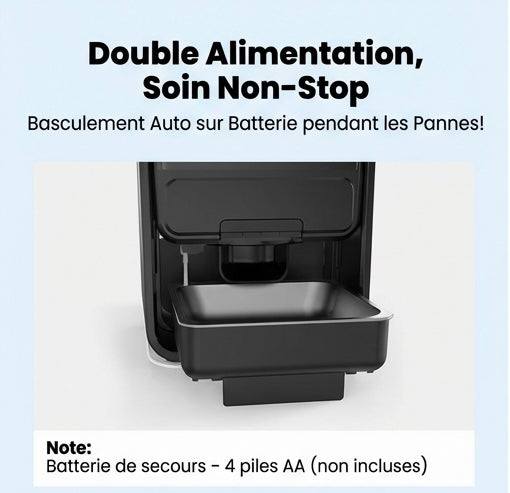 Distributeur automatique double gamelle – 5L, WiFi & batterie 45j