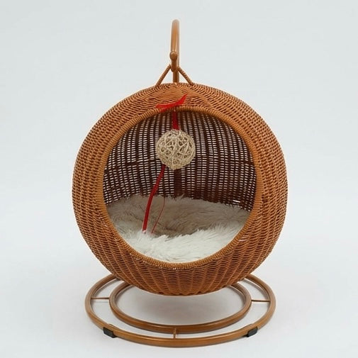 Handgeflochtene Katzenschaukel aus Rattan