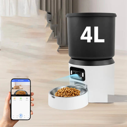 Distributeur automatique chat 4L – caméra HD & son bidirectionnel