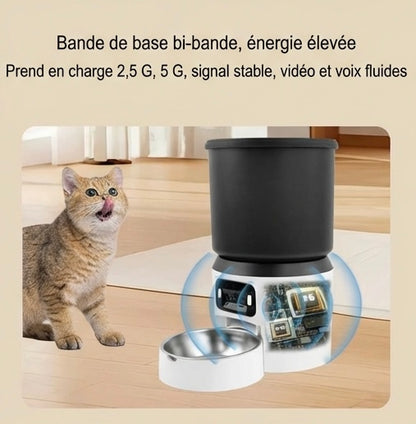 Distributeur automatique chat 4L – caméra HD & son bidirectionnel