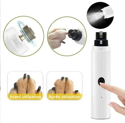 Coupe-Griffes Électrique Chat USB Rechargeable - LED Silencieux Professionnel Toilettage