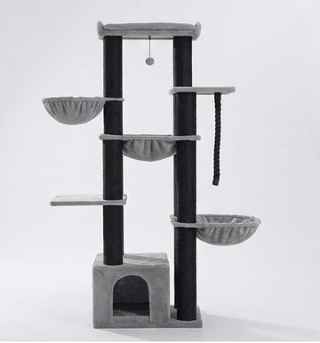 Arbre à Chat XXL pour Grands Chats - Tour Robuste Multi-Niveaux avec Hamac et 11 Poteaux Sisal