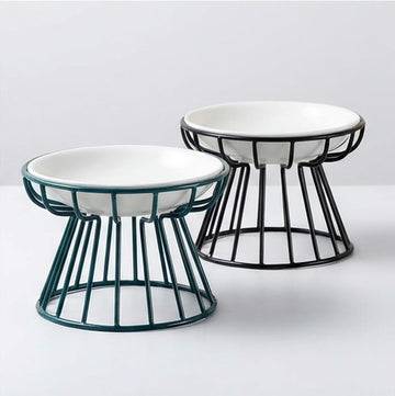 Gamelle Chat Surélevée Céramique avec Support - Design Patte ou Poisson Protection Cervicale