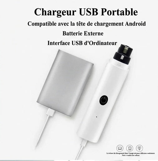 Coupe-Griffes Électrique Chat USB Rechargeable - LED Silencieux Professionnel Toilettage