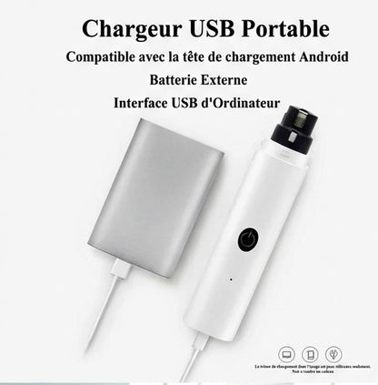 Coupe-Griffes Électrique Chat USB Rechargeable - LED Silencieux Professionnel Toilettage