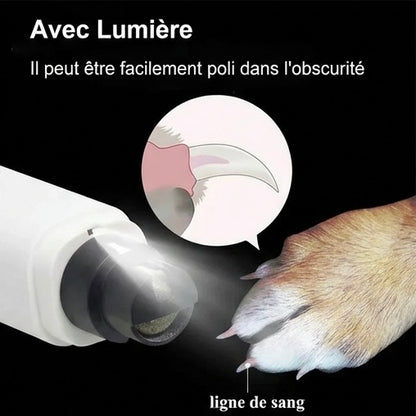 Coupe-Griffes Électrique Chat USB Rechargeable - LED Silencieux Professionnel Toilettage