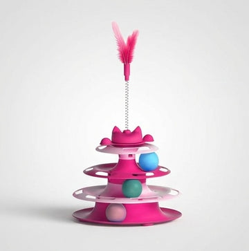 Jouet Interactif Turntable pour Chat - Balle et Canne à Pêche