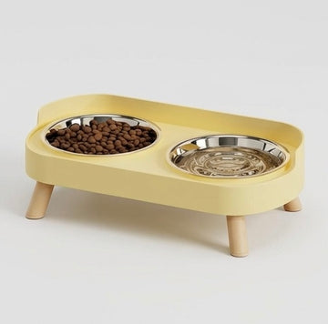 Gamelle Chat Double Inox Anti-Débordement - Design Anti-Tension Cervicale Antidérapante