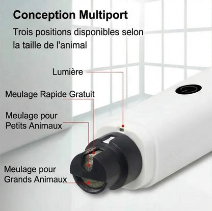 Coupe-Griffes Électrique Chat USB Rechargeable - LED Silencieux Professionnel Toilettage