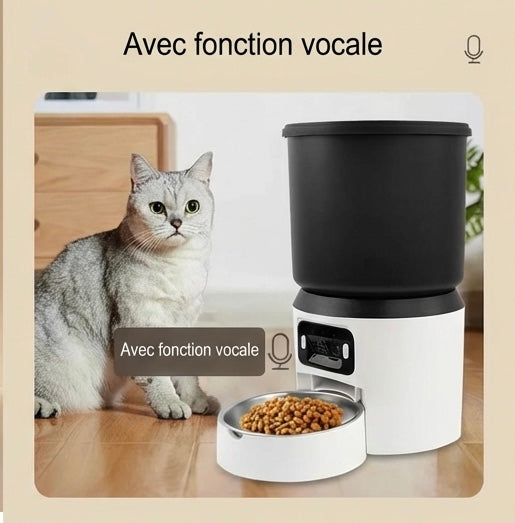 Distributeur automatique chat 4L – caméra HD & son bidirectionnel