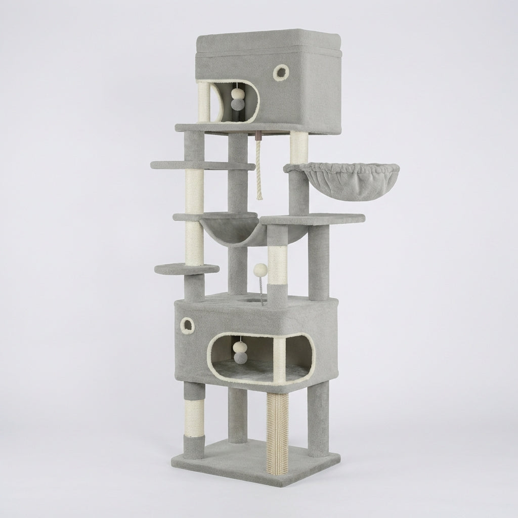 XXL Cat Tree – 178 cm, 2 caves & 7 scratching posts