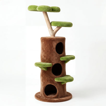 Arbre à chat en bois massif multi-niveaux 148 cm vert et marron – vue 7