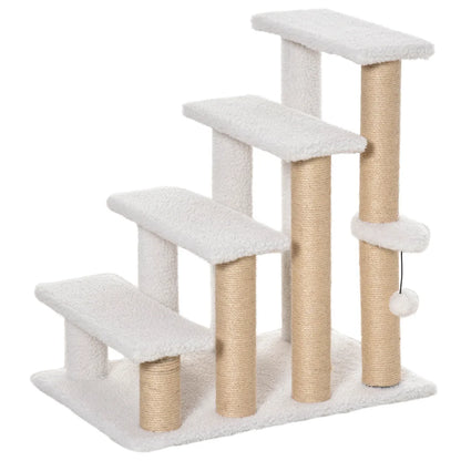Escalier pour chat 4 marches avec griffoir - Protège canapé et fauteuil