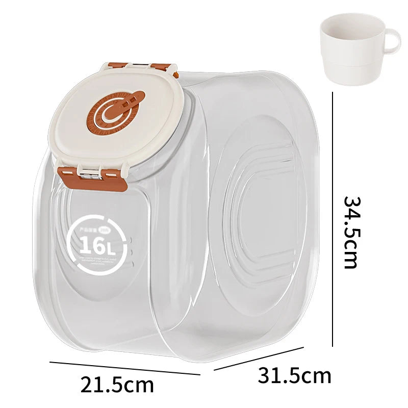 Großer, luftdichter und transparenter Katzenfutterbehälter (5/10 kg) mit integriertem Becher