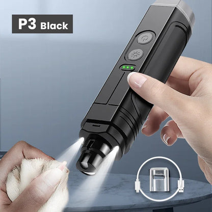 Elektrischer Katzenkrallenschneider mit 2 LED-Leuchten – USB-aufladbar, leise, professionelle Fellpflege