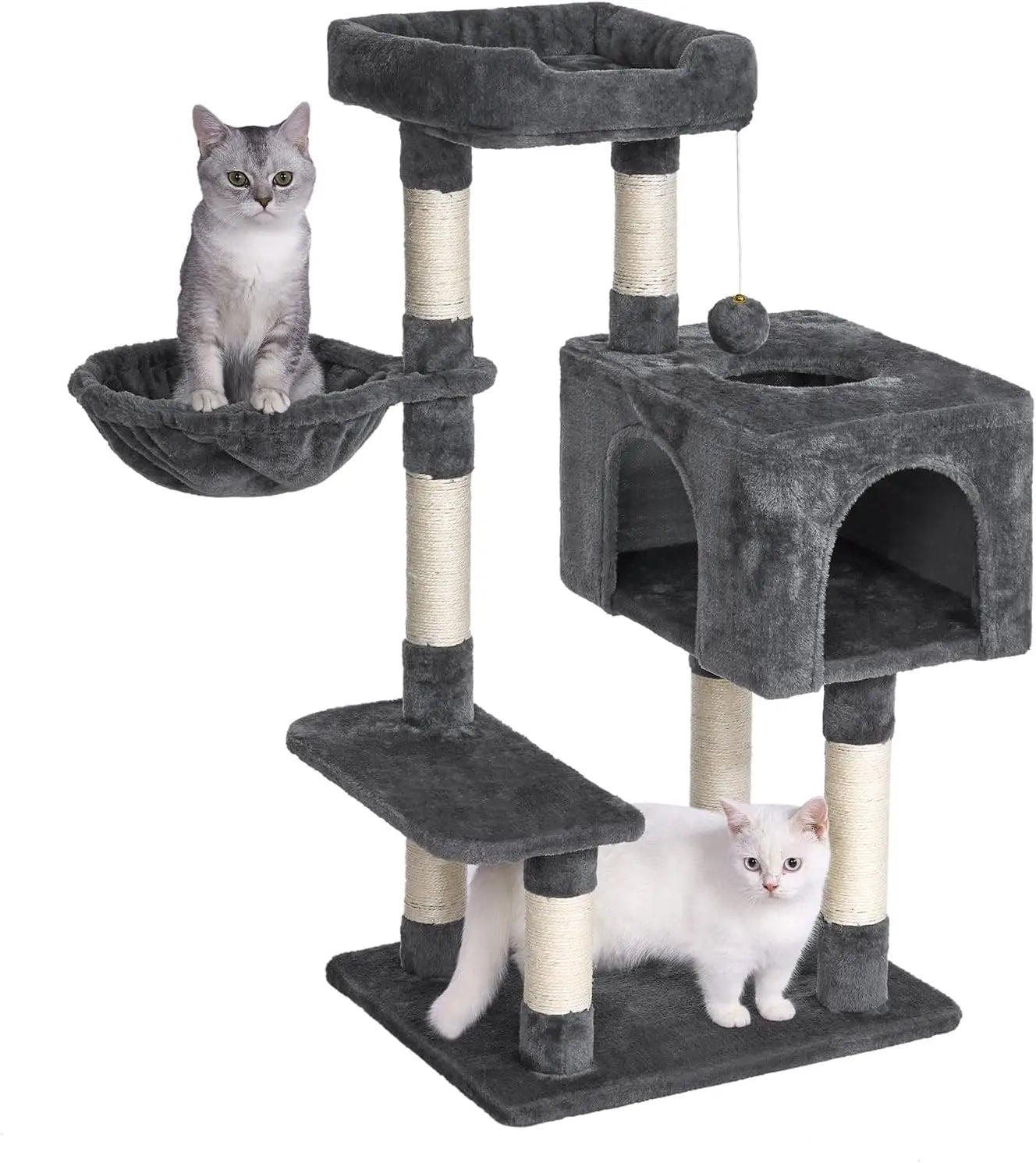 Arbre à chat 100 cm — 7 griffoirs, maison 3 portes et hamac