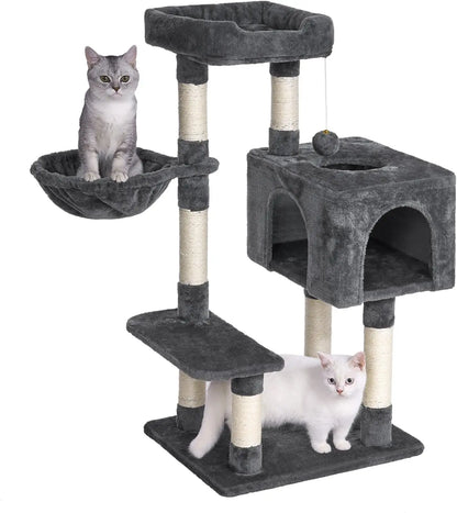 Arbre à chat 100 cm — 7 griffoirs, maison 3 portes et hamac