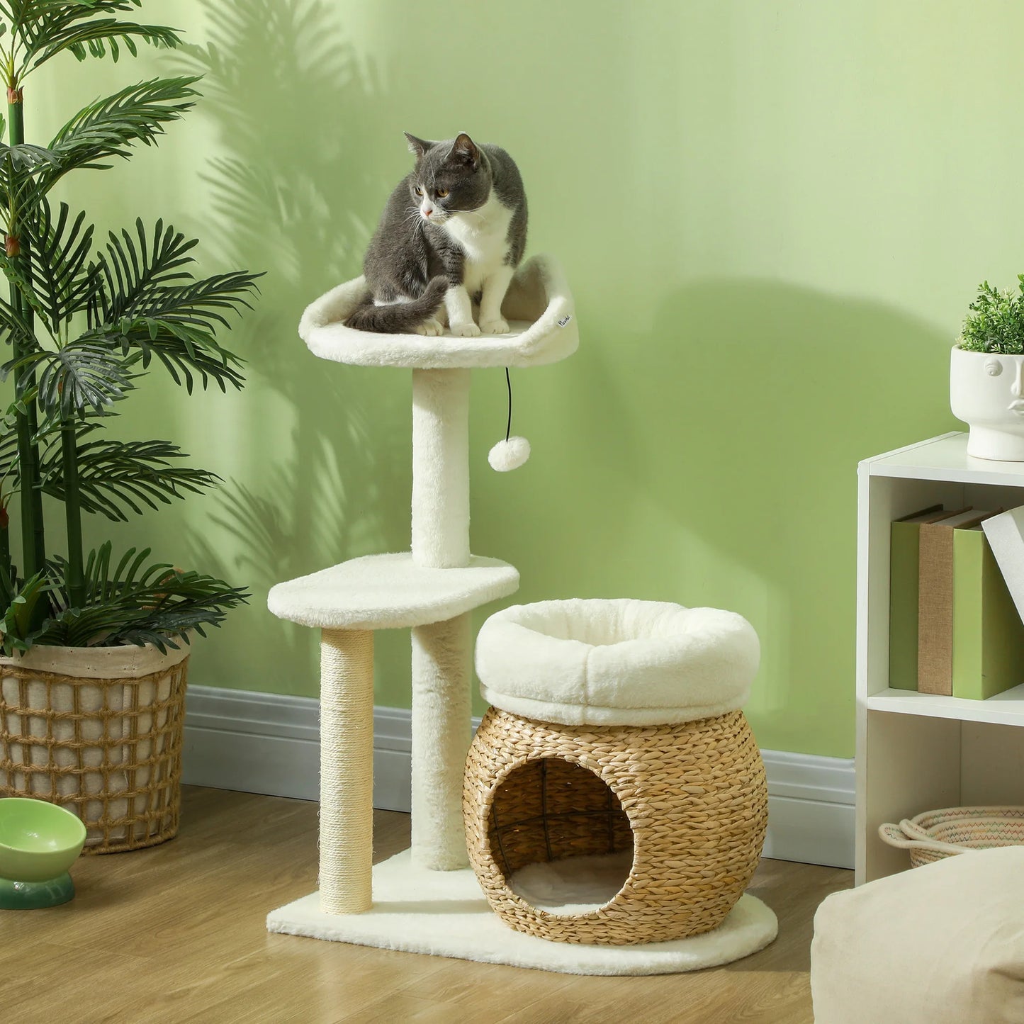 Le Magnolia — Arbre à Chat 79 cm Maison Ronde & 2 Lits Suspendus