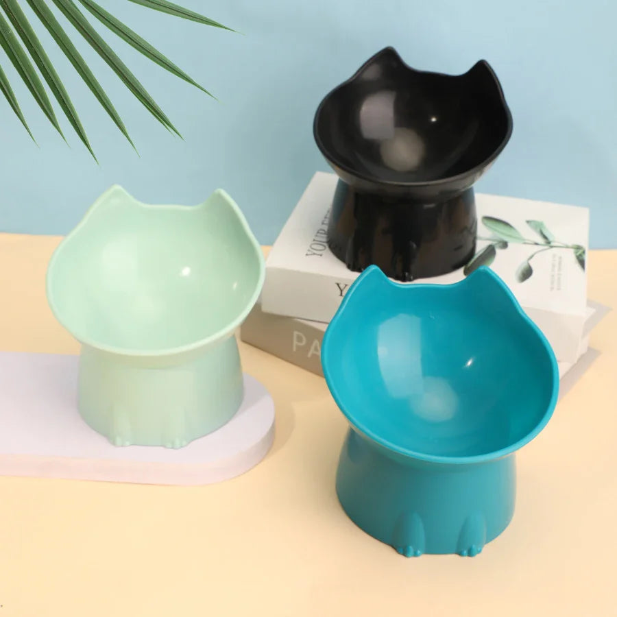 Gamelle Chat Surélevée Anti-Basculement - Bord Incliné Protection Cervicale 5 Couleurs
