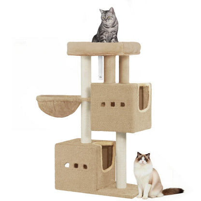 Arbre à chat 98cm double cave style végétal