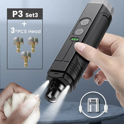 Elektrischer Katzenkrallenschneider mit 2 LED-Leuchten – USB-aufladbar, leise, professionelle Fellpflege