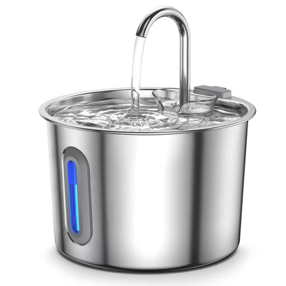 2.2 L Stainless Steel Cat Water Fountain — Ultra-Quiet & Filtering