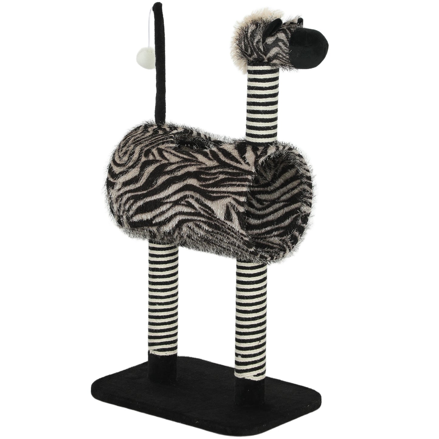 Arbre à chat design zèbre avec tunnel 93cm - Noir et blanc