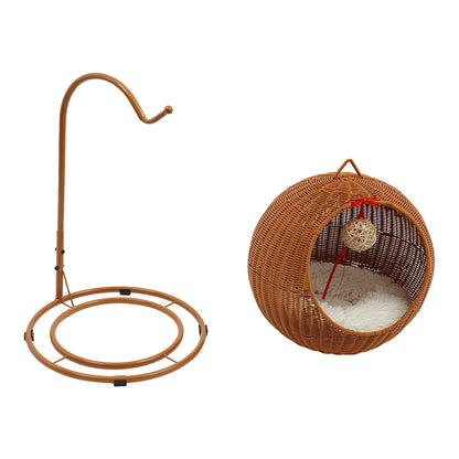 Handgeflochtene Katzenschaukel aus Rattan