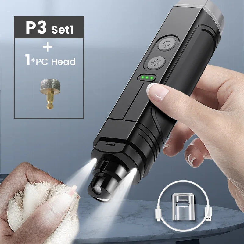 Elektrischer Katzenkrallenschneider mit 2 LED-Leuchten – USB-aufladbar, leise, professionelle Fellpflege