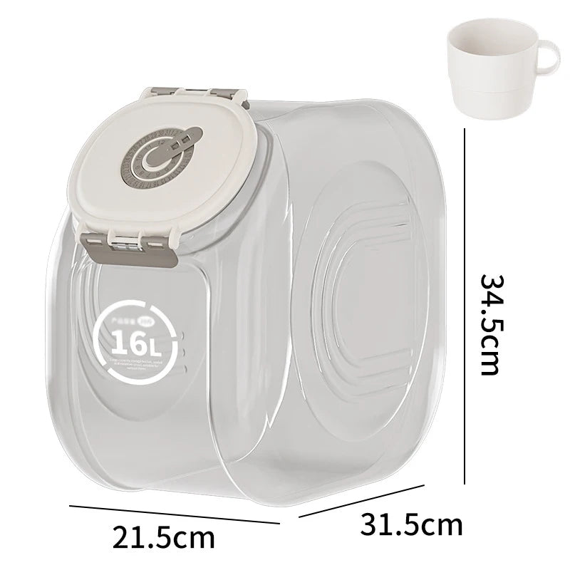 Großer, luftdichter und transparenter Katzenfutterbehälter (5/10 kg) mit integriertem Becher
