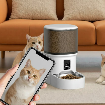 Distributeur automatique chat 4L – WiFi, caméra & friandises