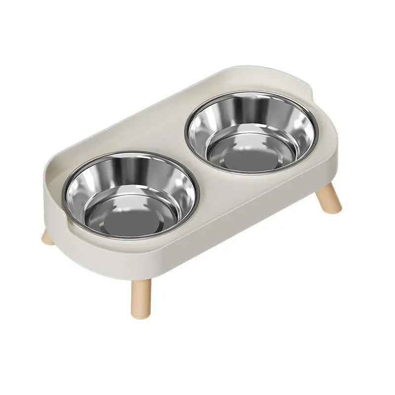 Gamelle Chat Double Inox Anti-Débordement - Design Anti-Tension Cervicale Antidérapante