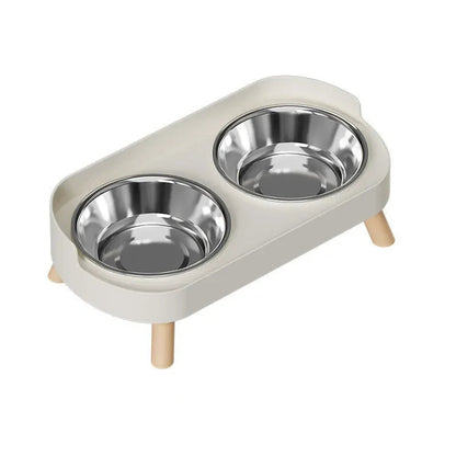 Gamelle Chat Double Inox Anti-Débordement - Design Anti-Tension Cervicale Antidérapante