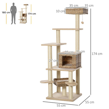 Le Kilimandjaro — Arbre à Chat XXL 174 cm Rotin & Sisal