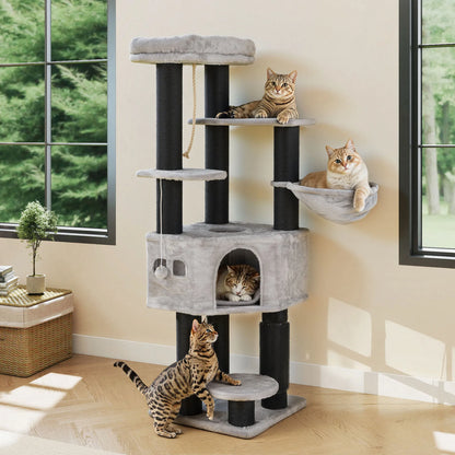 Mont Blanc — XXL Cat Tree 157 cm, 8 Scratching Posts & House