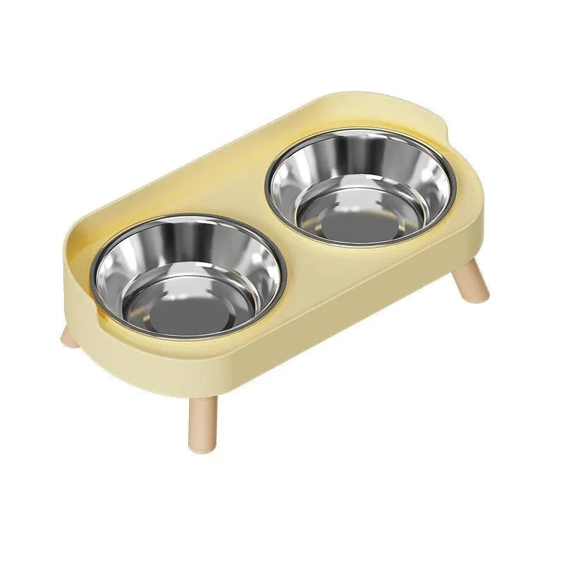 Gamelle Chat Double Inox Anti-Débordement - Design Anti-Tension Cervicale Antidérapante