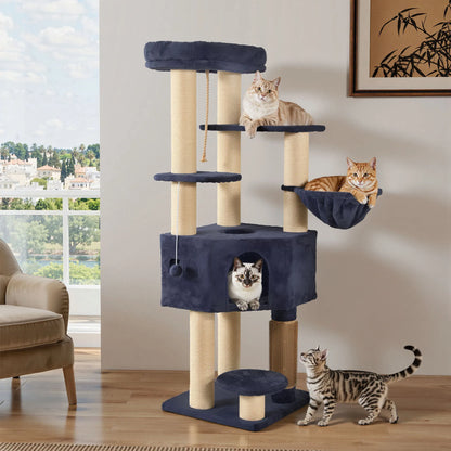 Mont Blanc — XXL Cat Tree 157 cm, 8 Scratching Posts & House