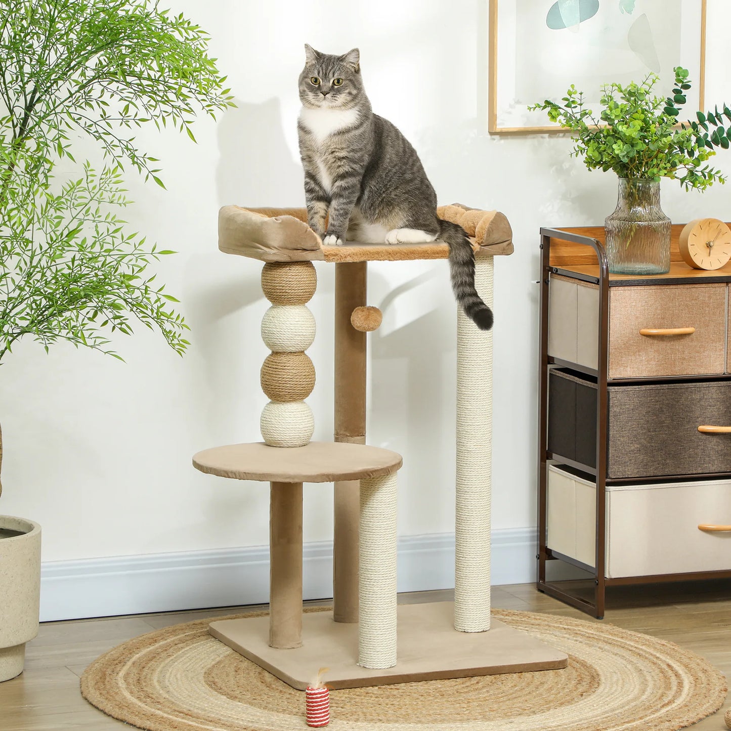 Le Noisetier — Arbre à Chat 86 cm Lounger XXL & Boule Jute
