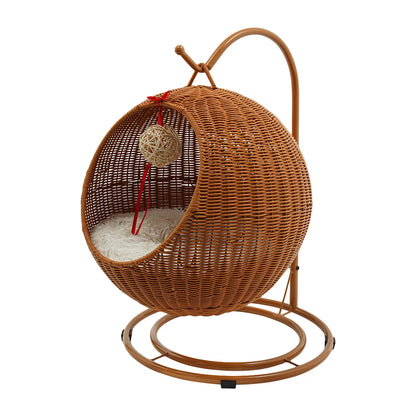 Handgeflochtene Katzenschaukel aus Rattan