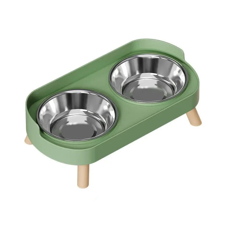 Gamelle Chat Double Inox Anti-Débordement - Design Anti-Tension Cervicale Antidérapante