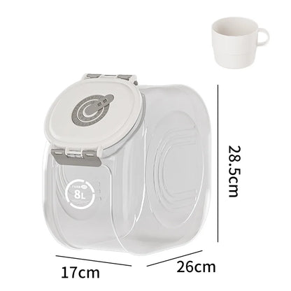 Großer, luftdichter und transparenter Katzenfutterbehälter (5/10 kg) mit integriertem Becher
