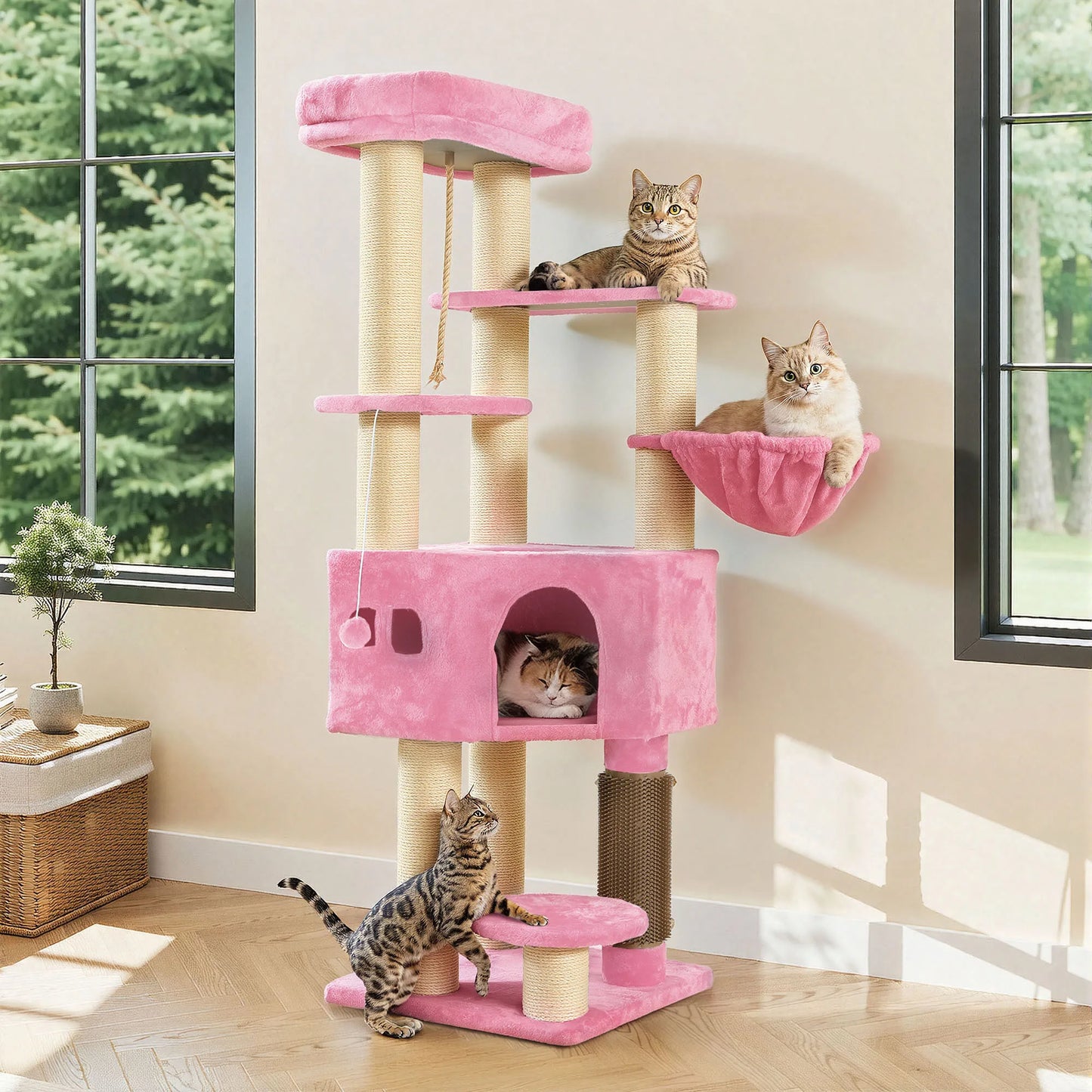 Mont Blanc — XXL Cat Tree 157 cm, 8 Scratching Posts & House