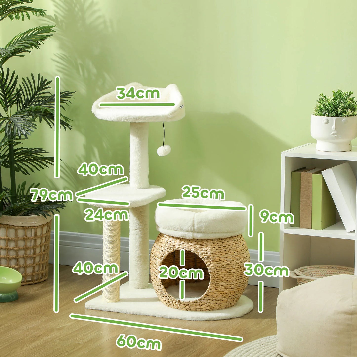 Le Magnolia — Arbre à Chat 79 cm Maison Ronde & 2 Lits Suspendus