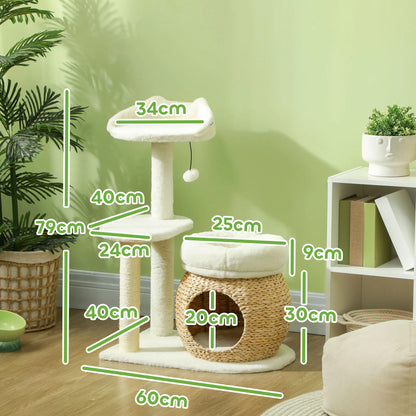 Le Magnolia — Arbre à Chat 79 cm Maison Ronde & 2 Lits Suspendus