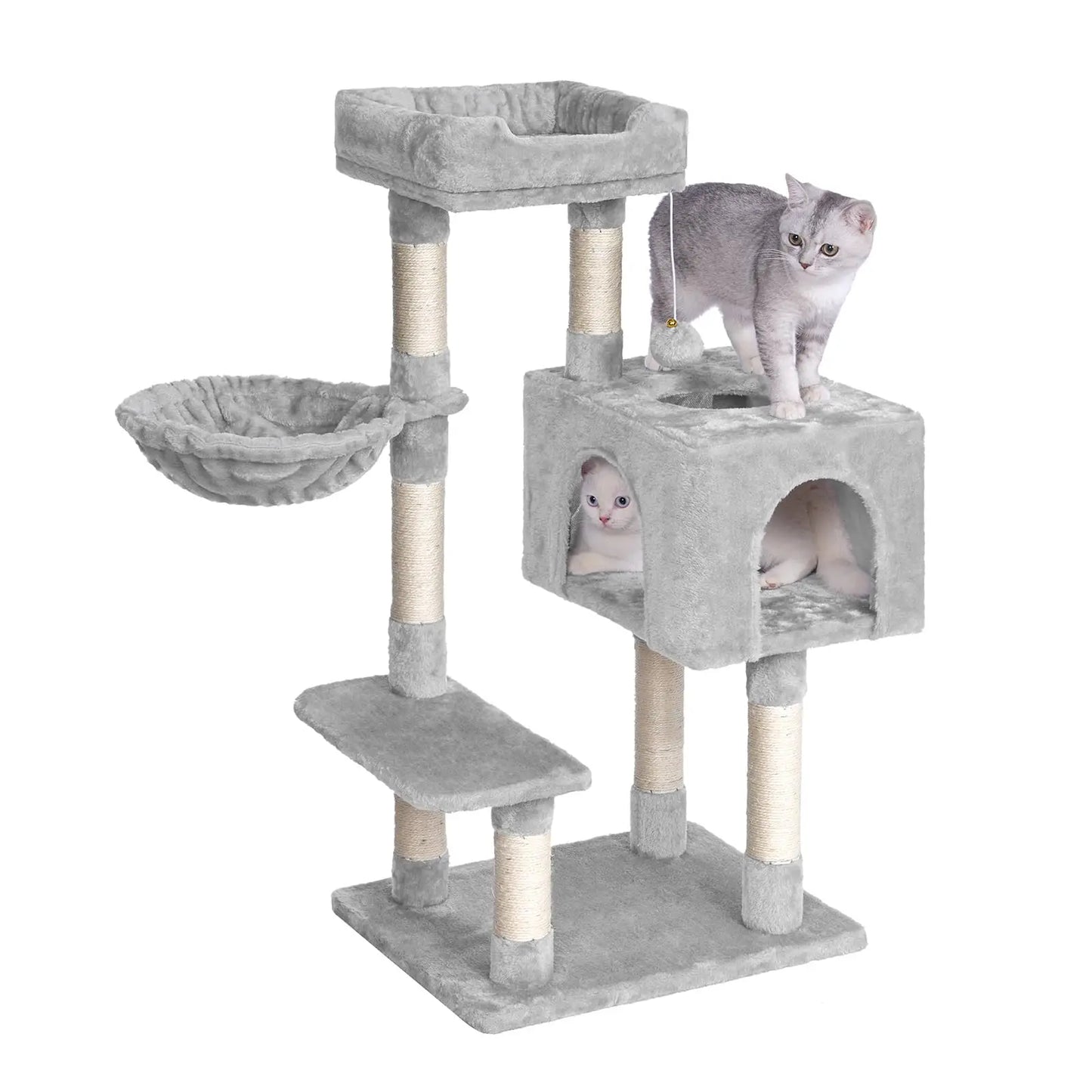 Arbre à chat 100 cm — 7 griffoirs, maison 3 portes et hamac