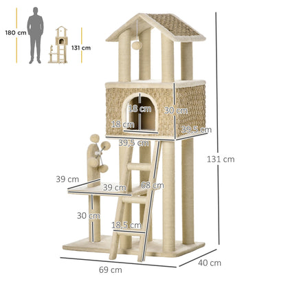 Le Versailles — Arbre à Chat 131 cm avec Maison & Échelle